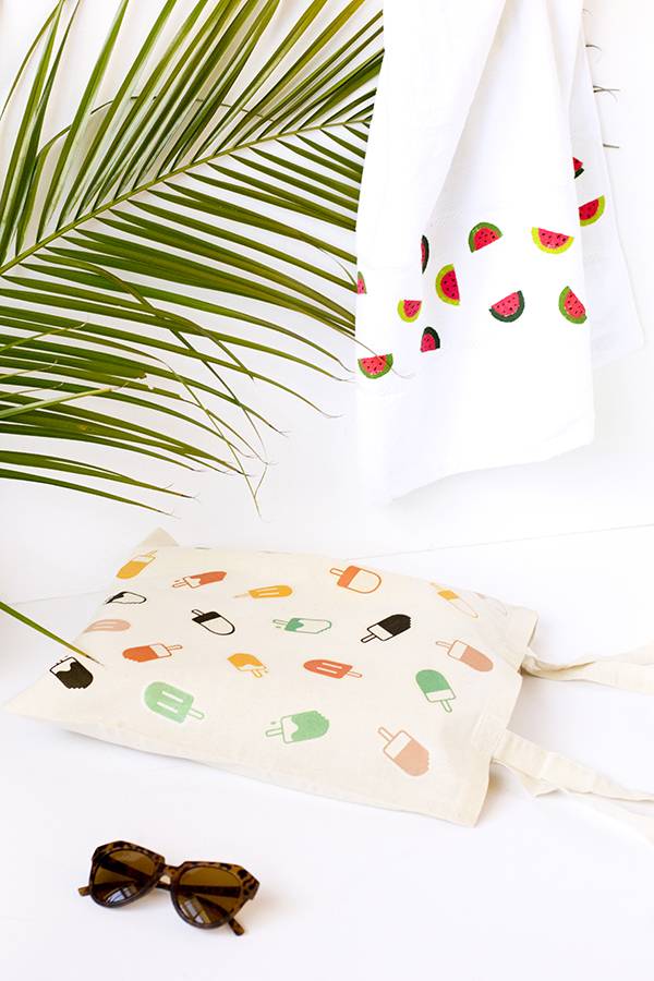 DIY popsicle tote and watermelon beach towel