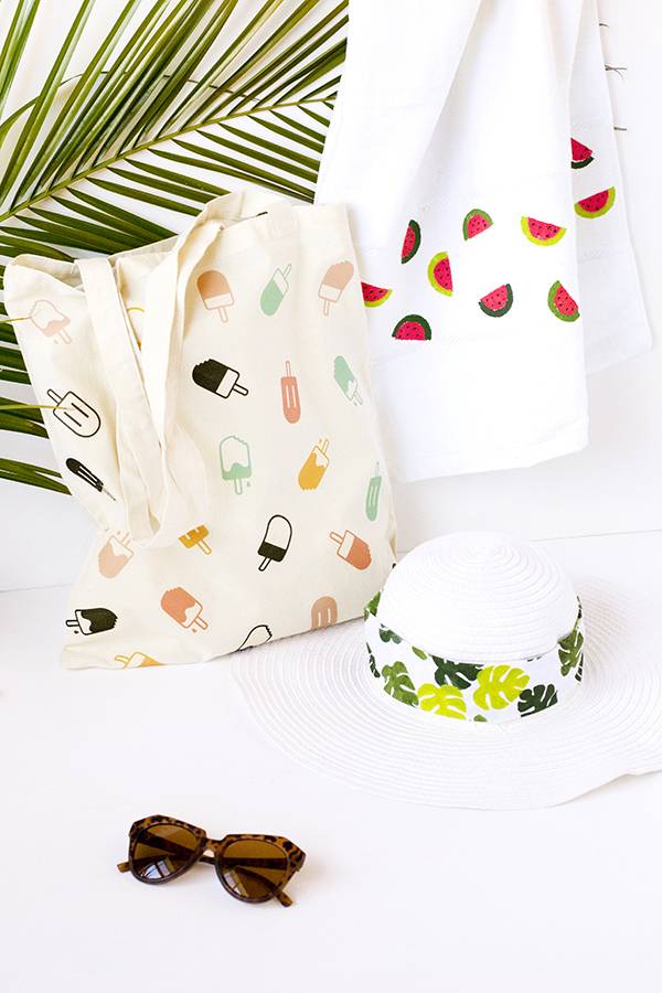 DIY popsicle tote and watermelon beach towel