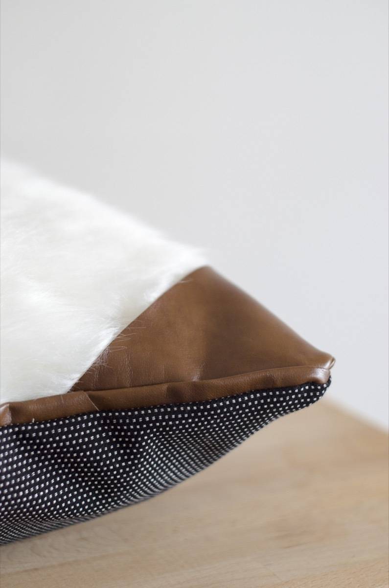 Detail shot of faux fur pillow