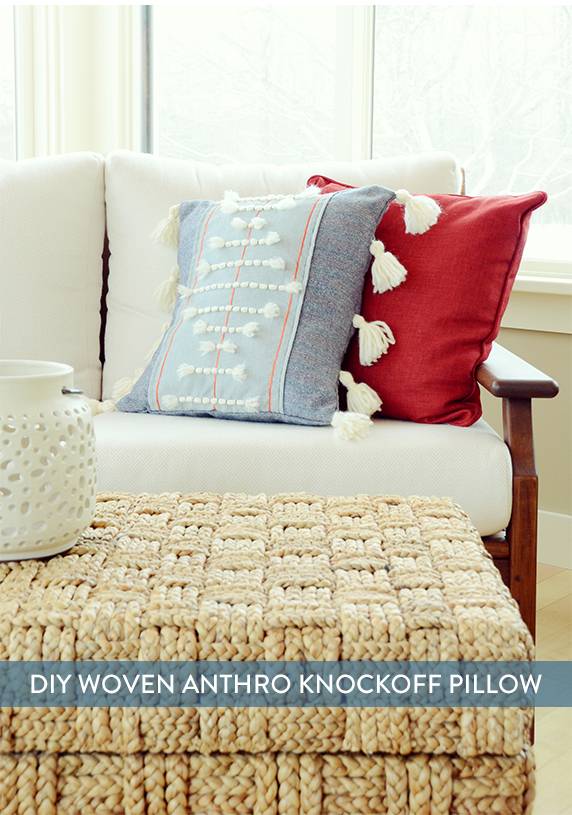 DIY Woven Anthropologie Knockoff Throw Pillow