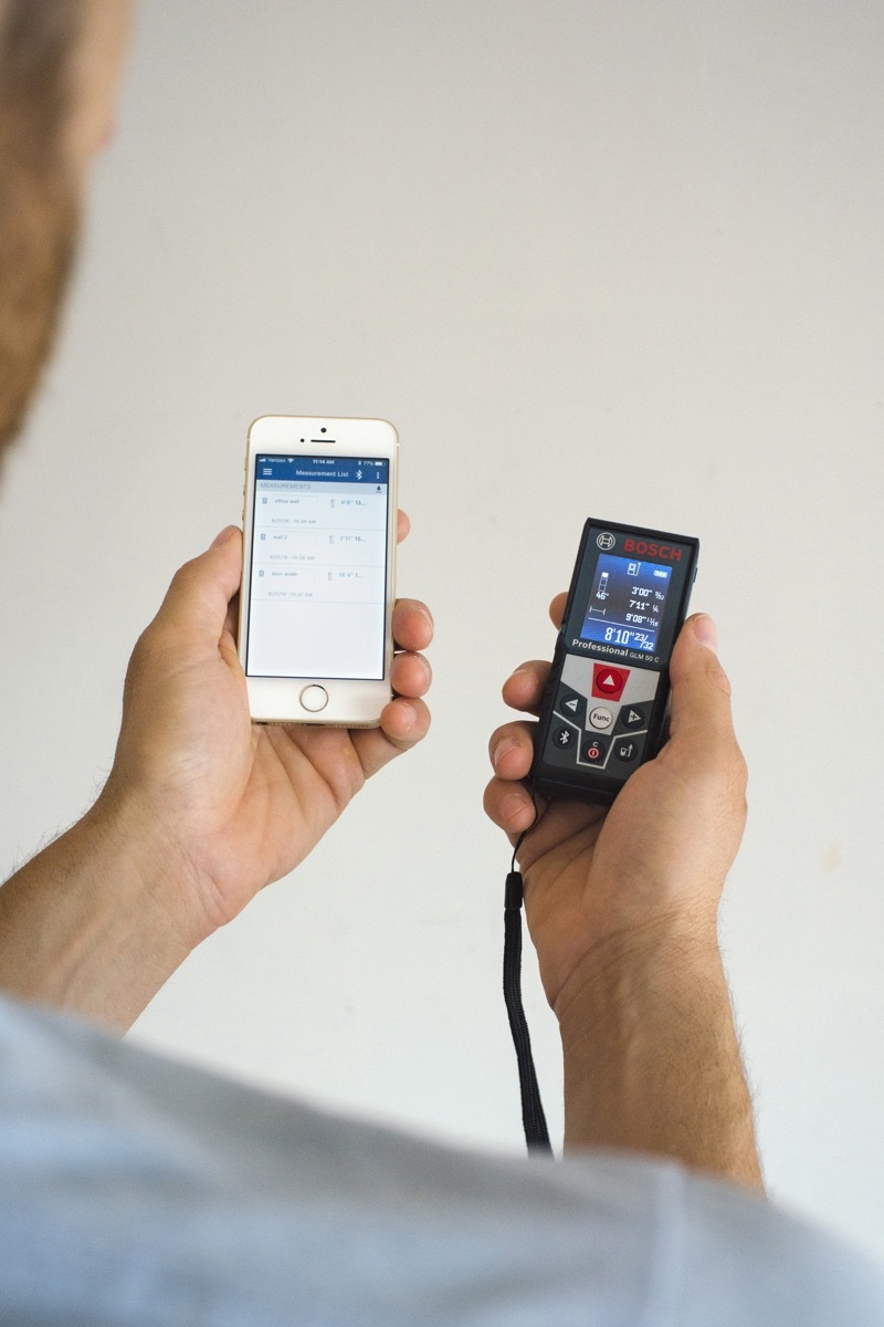 Bosch Laser Measure paired with MeasureOn App