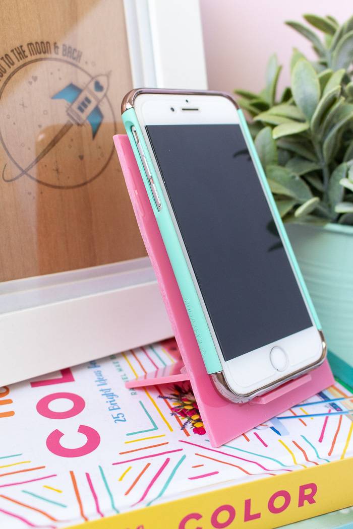 Pink acrylic phone stand