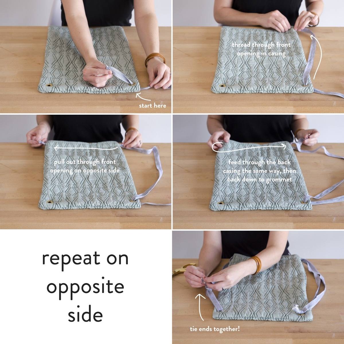 How to thread a drawstring backpack