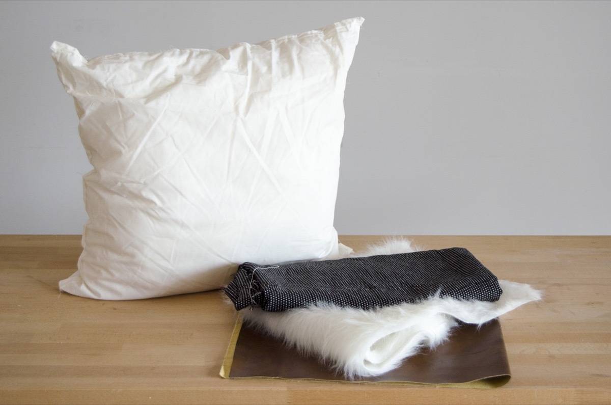 Materials needed for leather & fur pillow