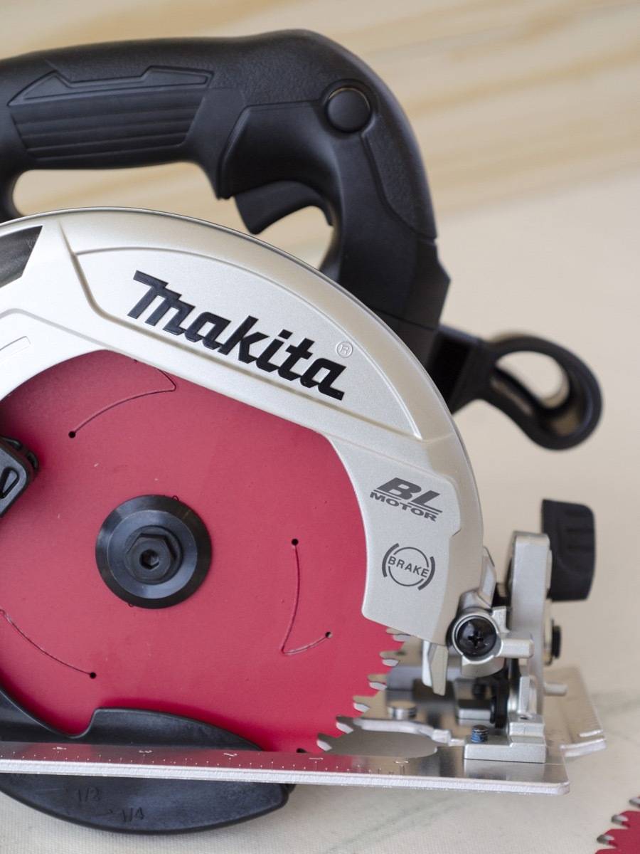 Closeup of Makita circular saw