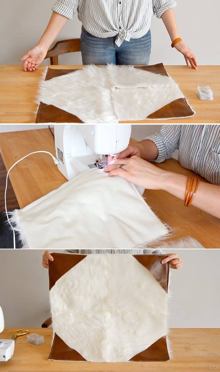Leather and Fur Pillow | Step 5