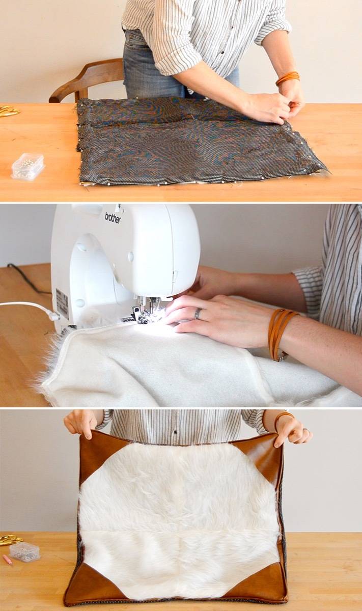 Leather and fur pillow | Step 7