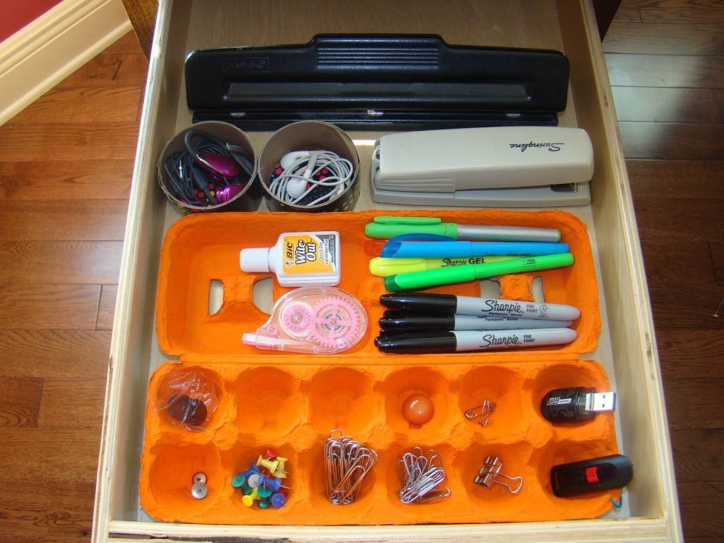 Egg carton drawer organizer