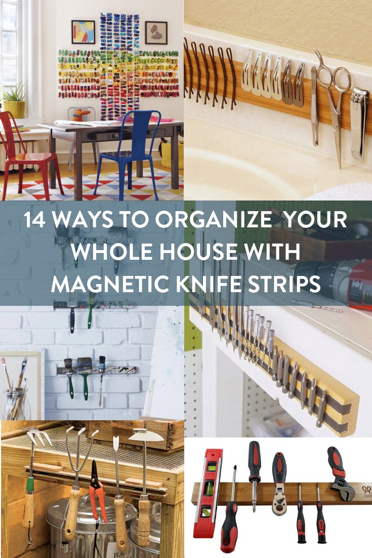 Organize your measuring cups and spoons by attaching a magnetic (knife)  strip to the i…