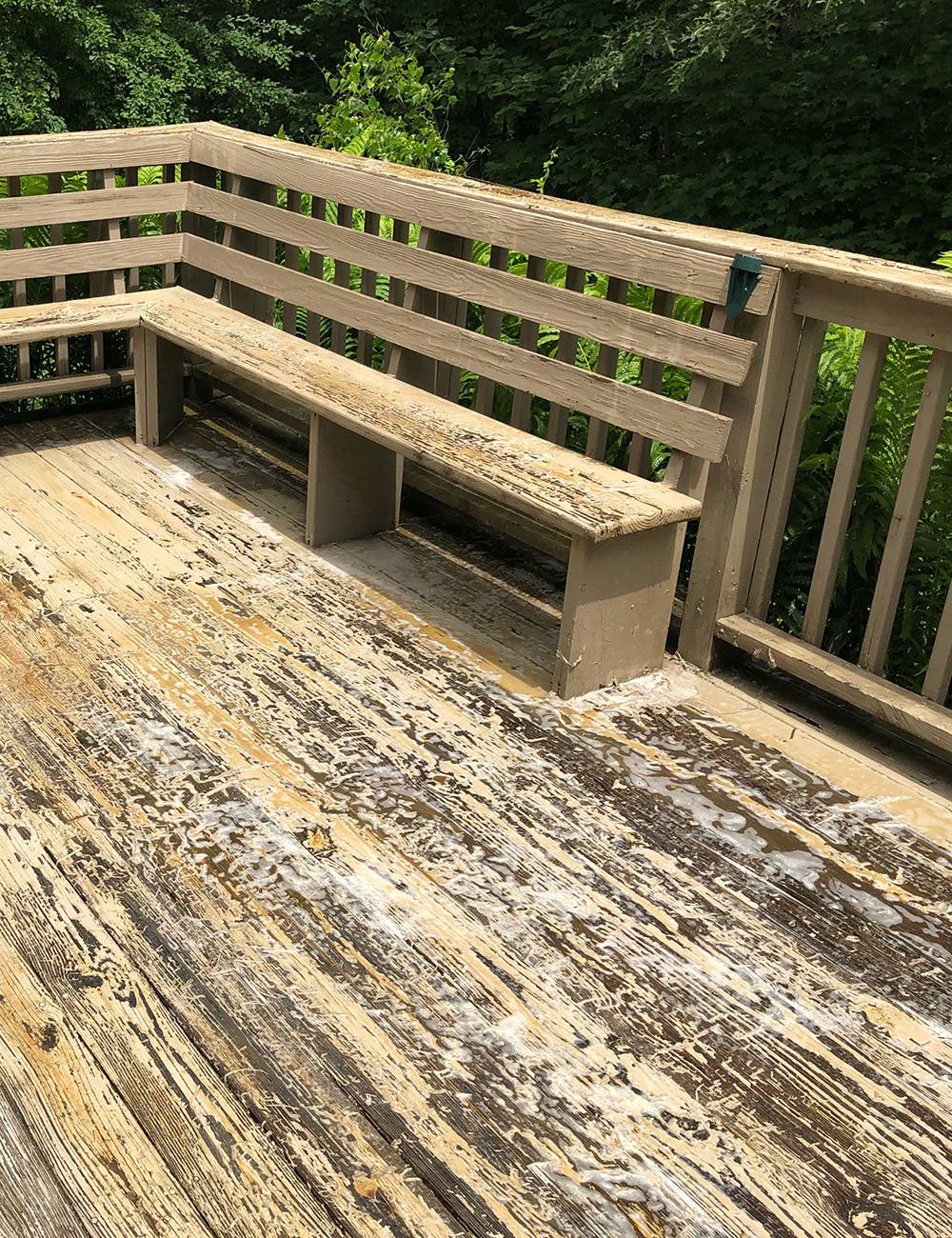 deck stripper in progress - removing paint from wood