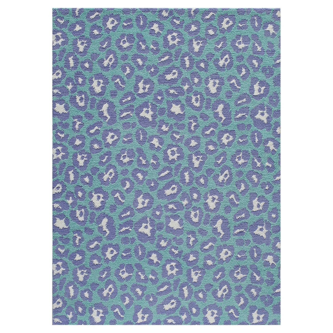 Blue leopard print rug