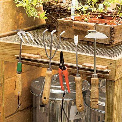 Organize garden tools with a magnetic knife rack