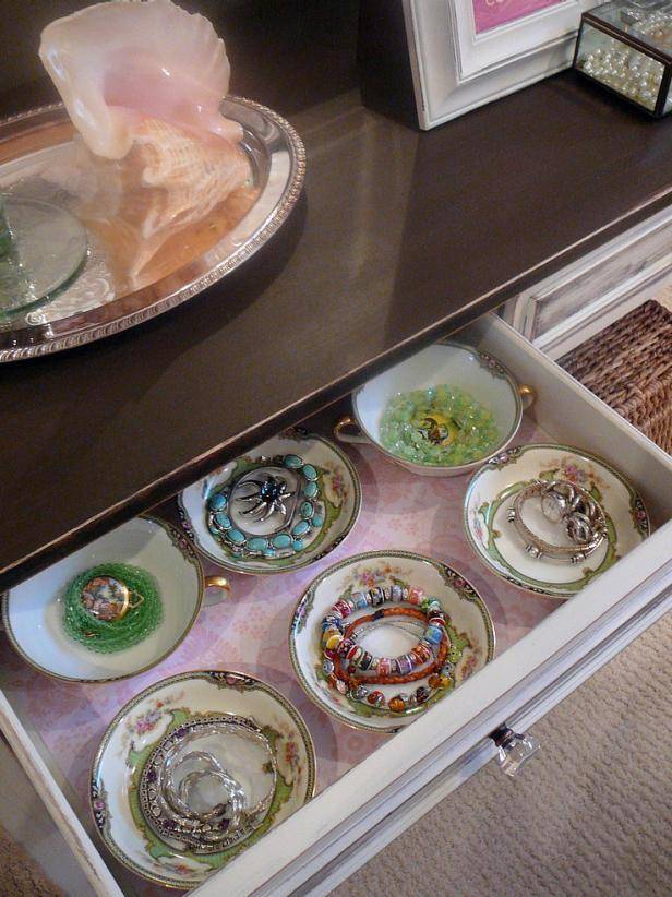 Teacup jewelry organizers