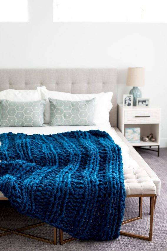 Chunky Arm Knit Ribbed Blanket Pattern by Anne Weil of Flax & Twine