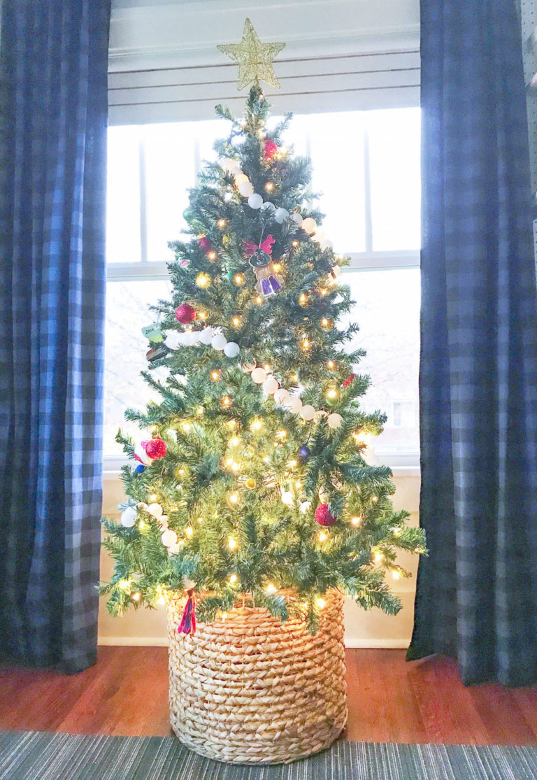 Turn A Storage Basket Into a Christmas Tree Basket