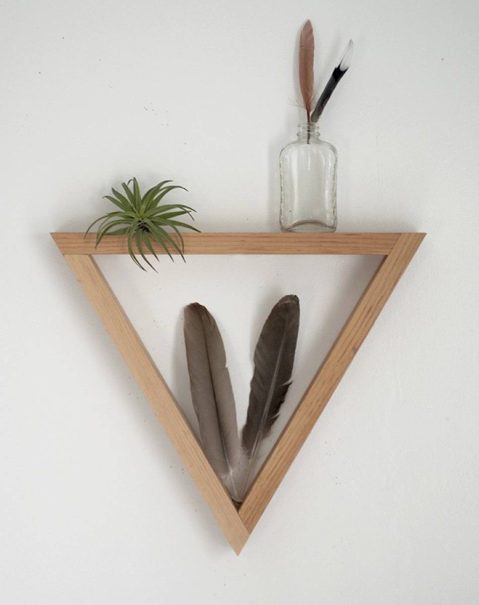 Wooden triangle shelves