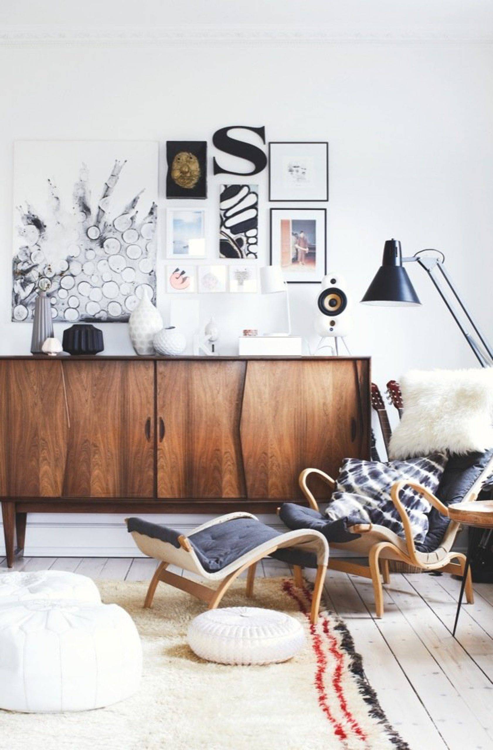 Scandinavian living room with vintage elements