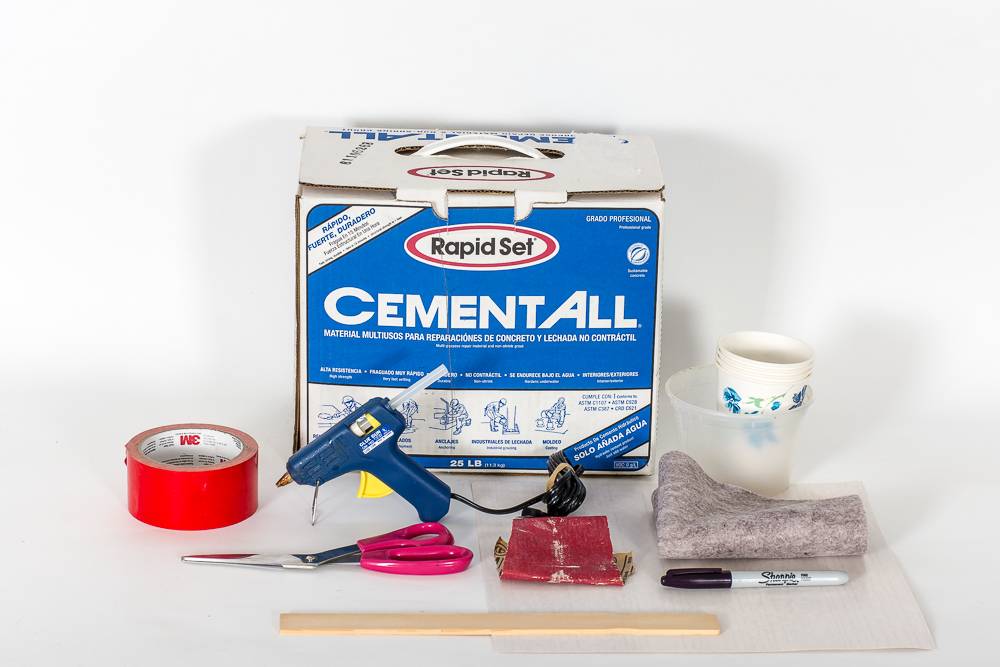 Materials needed for making cement Christmas trees