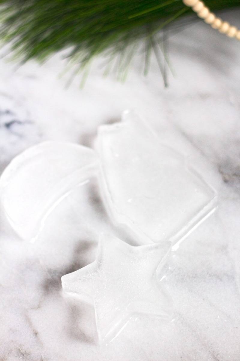 Use cookie cutters to make holiday ice cubes
