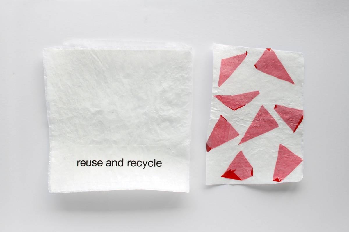 Fusing plastic bags to make fabric