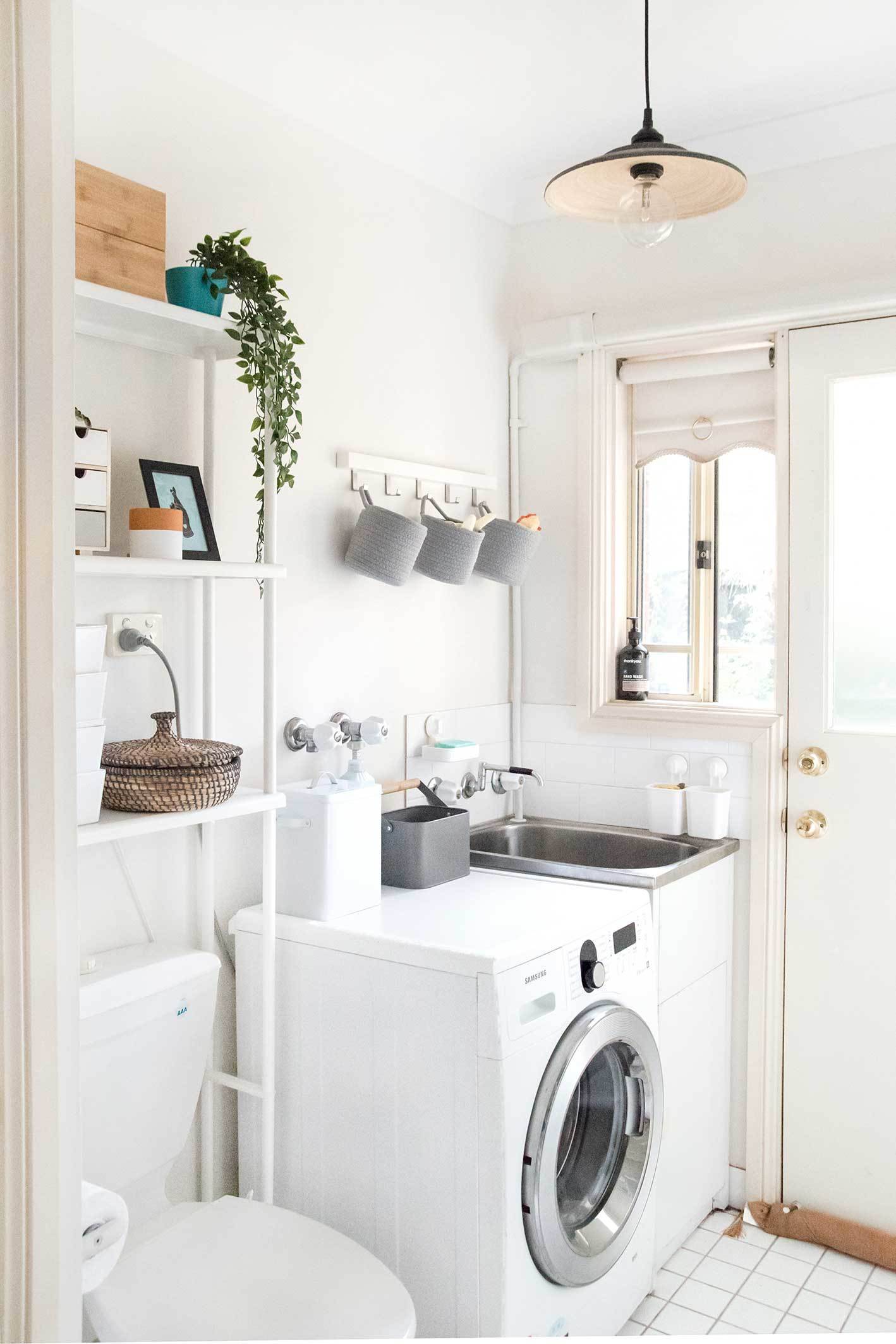 After we applied some easy laundry room storage ideas!