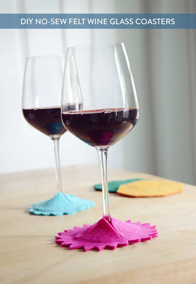 DIY No-Sew Felt Wine Glass Coasters