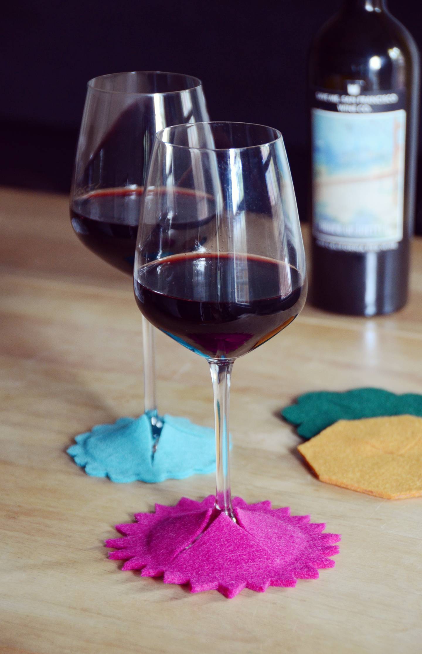 DIY No-Sew Felt Wine Glass Coasters