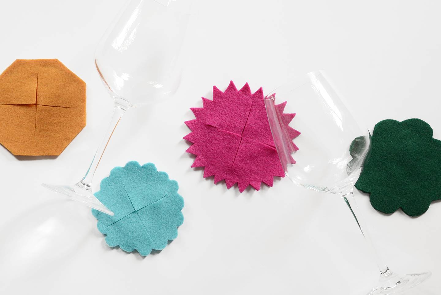 DIY No-Sew Felt Wine Glass Coasters