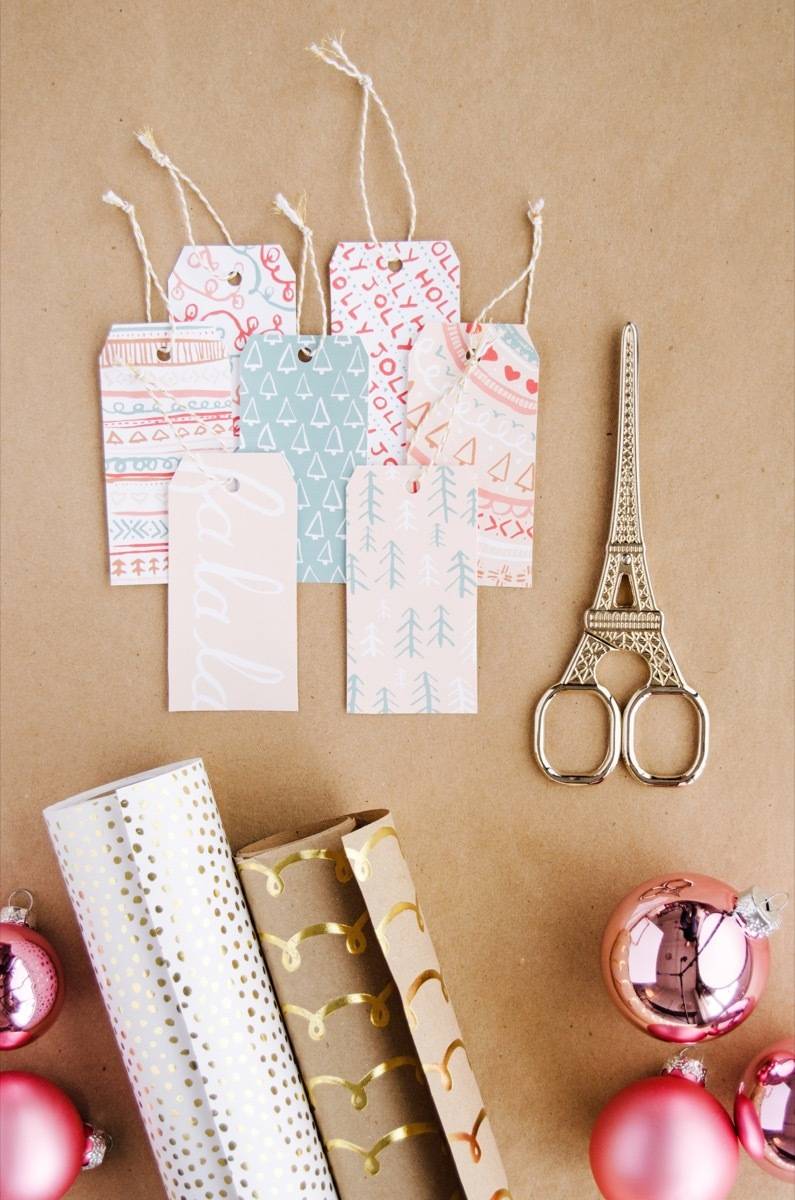Fa la la! Download these pastel tags to trim your presents with.