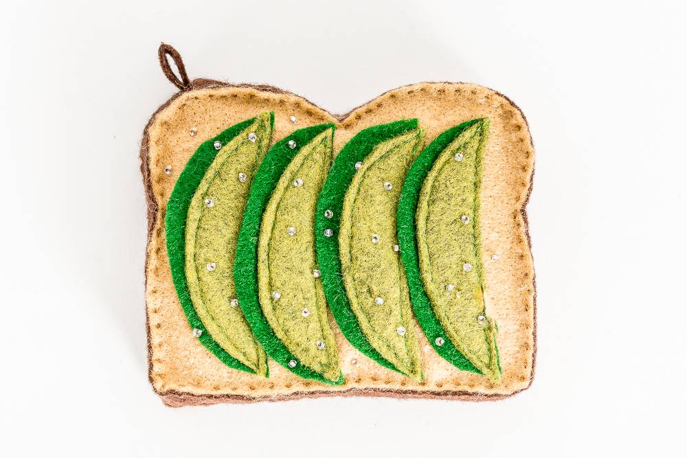 DIY avocado toast Christmas ornament