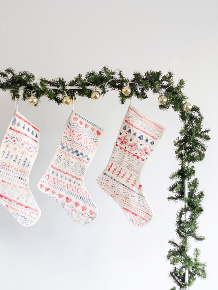 Make These: Hand-painted Scandinavian-inspired stockings