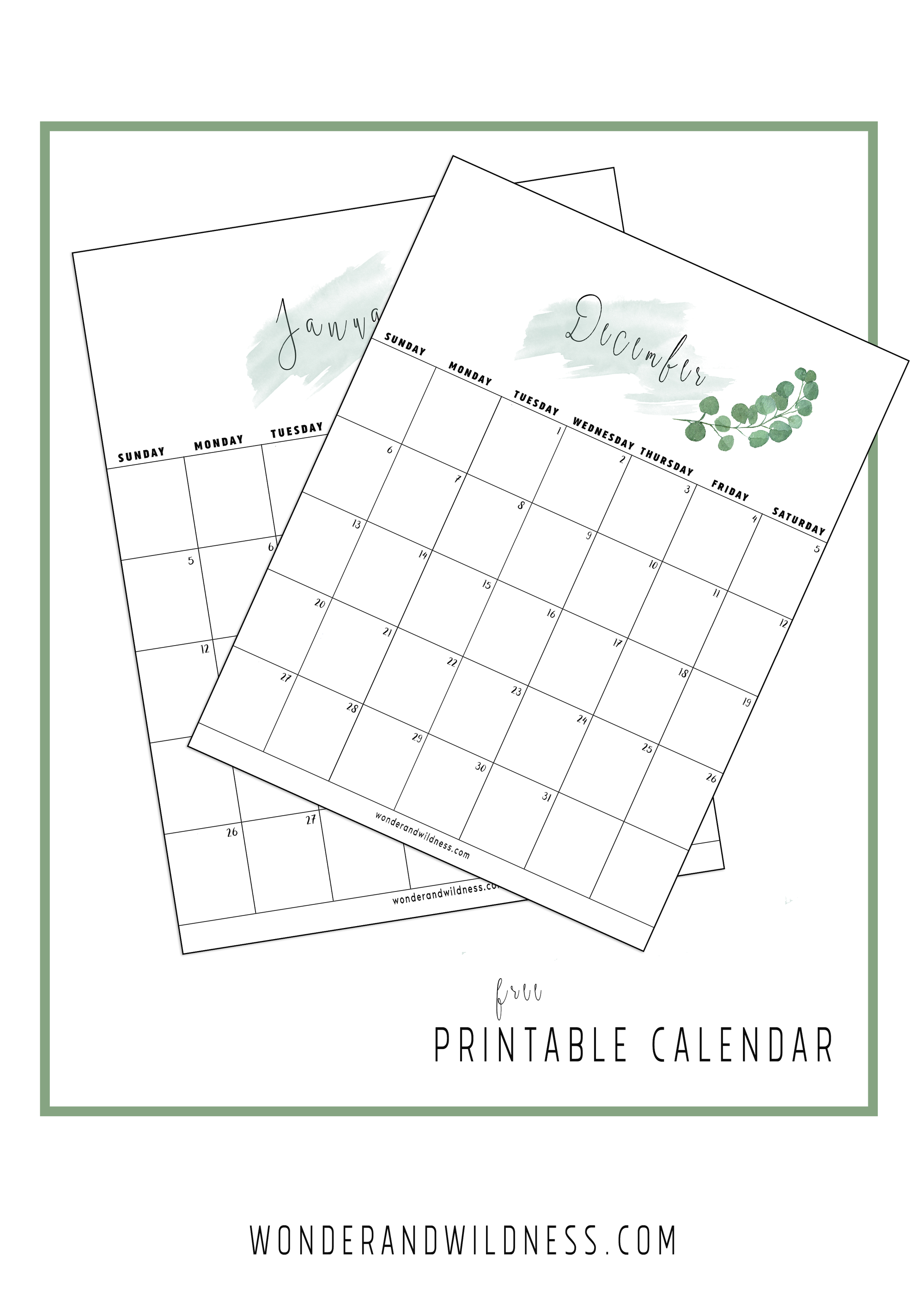 Free printable calendar 2020