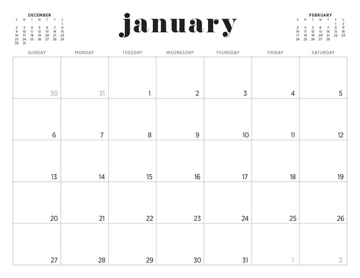 minimalist sophisticated calendar PDF