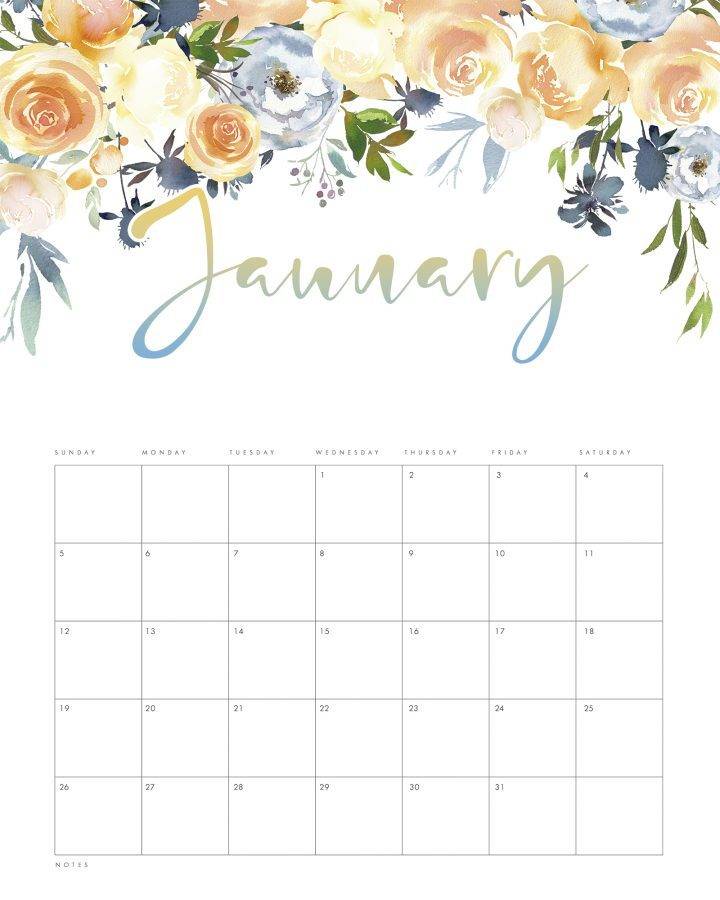 watercolor florals calendar