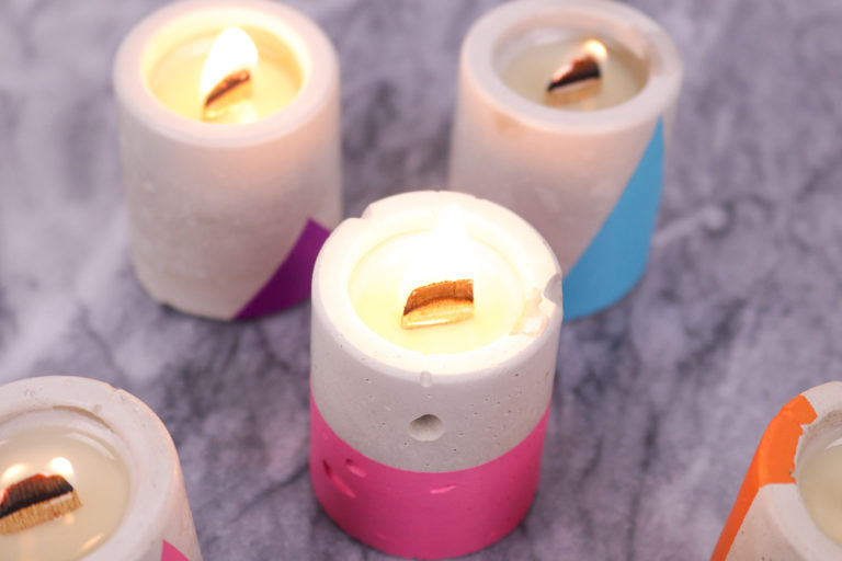 Modern Industrial DIY How to Make Concrete Soy Candles Curbly