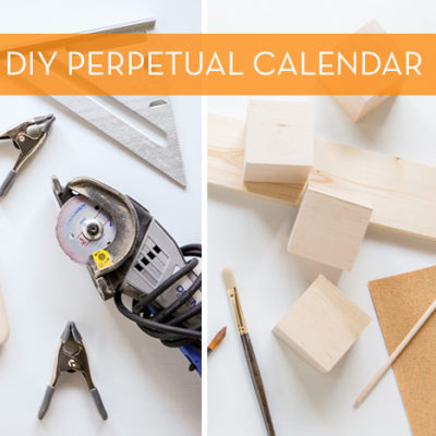 The tools needed to create a calendar include wood pieces, wood glue, clips, and rulers.