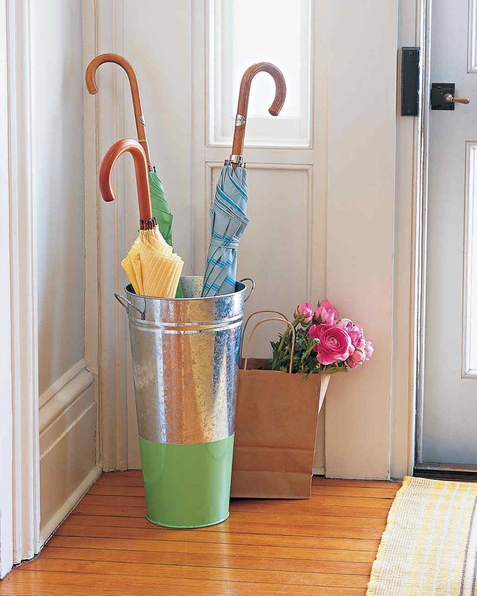 Bucket Umbrella Stand | 72 Organization Tips and Projects for Every Space in Your Home 