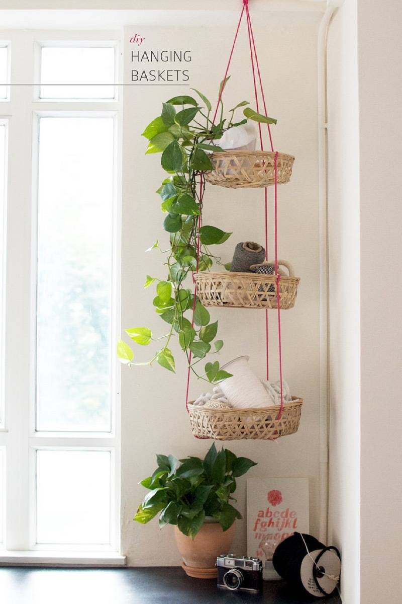 Go vertical with hanging baskets | 72 Organization Tips and Projects for Every Space in Your Home
