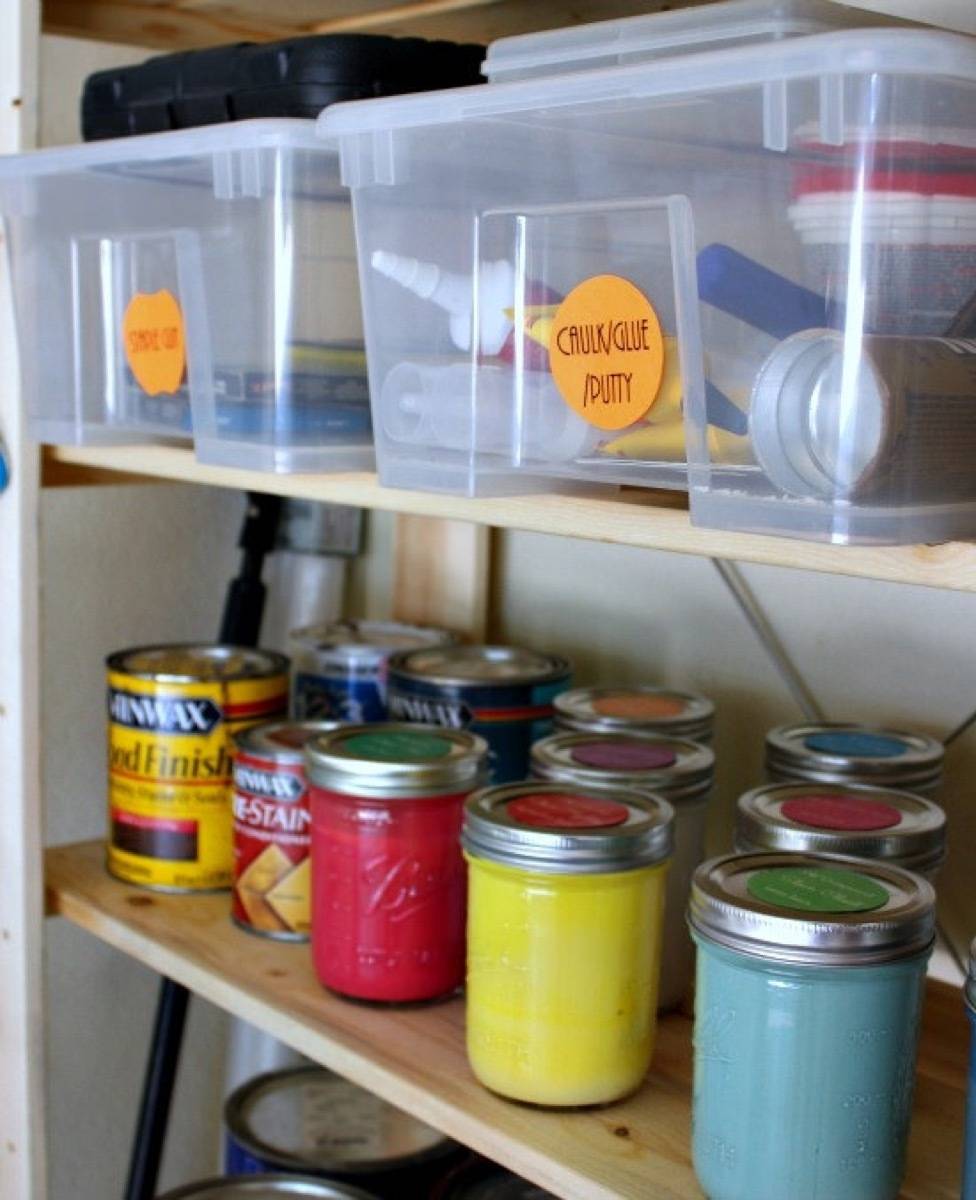 Keep touch-up paint in easy-to-mix wide-mouth jars | 72 Organization Tips and Projects for Every Space in Your Home
