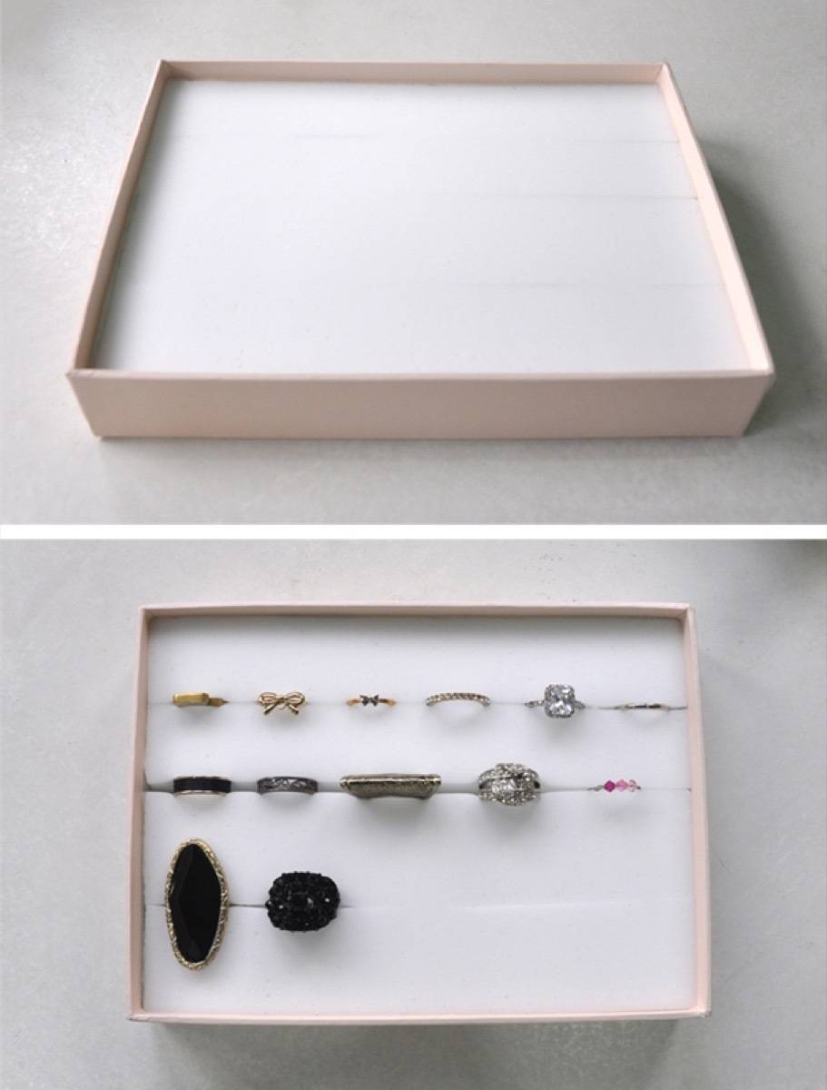 Easiest way to keep rings organized | 72 Organization Tips and Projects for Every Space in Your Home