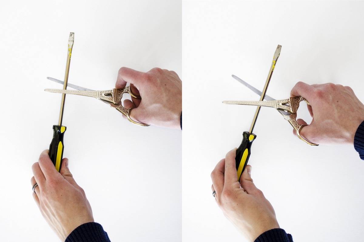 How to sharpen scissors at home: Using a screwdriver!