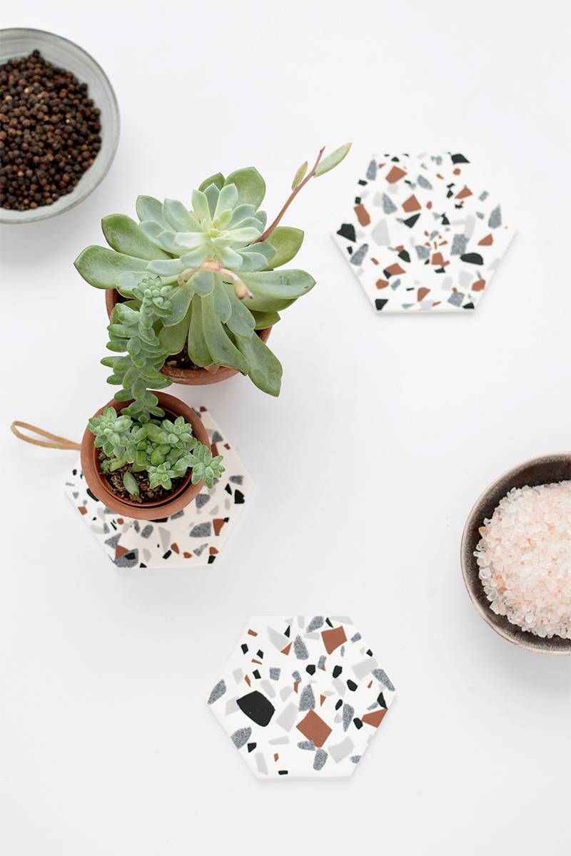 DIY Mother's Day Gift Ideas: Terrazzo coasters