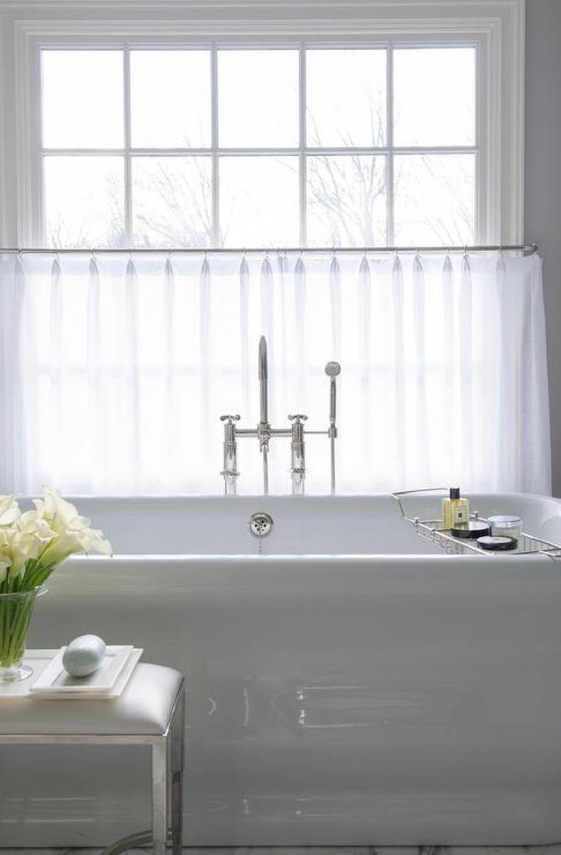 Cafe curtains in bathroom