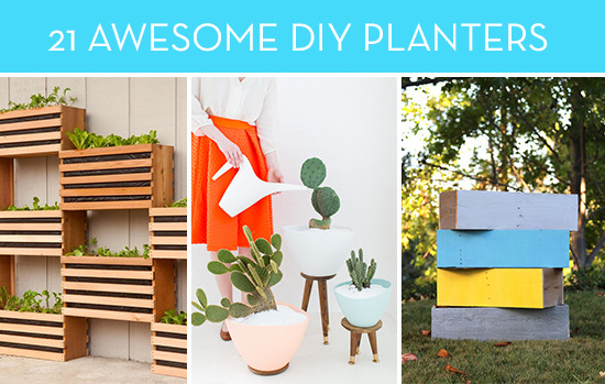 A variety of different DIY planters.