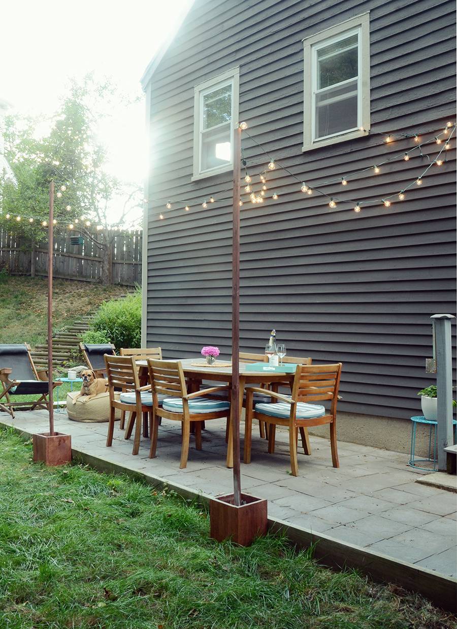 DIY Bistro Light Posts For Your Patio