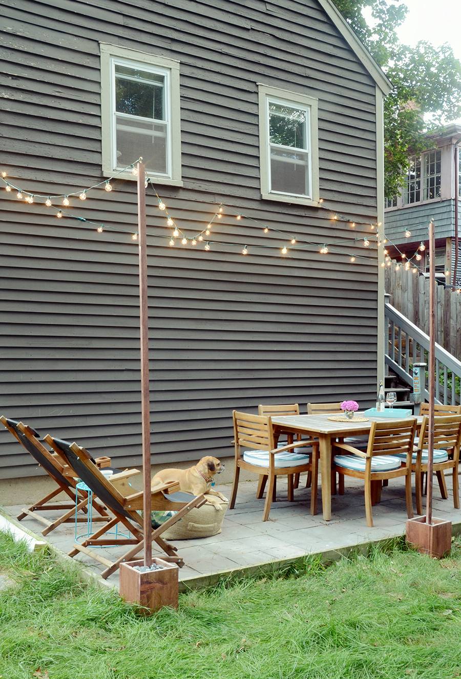 DIY Bistro Light Posts For Your Patio