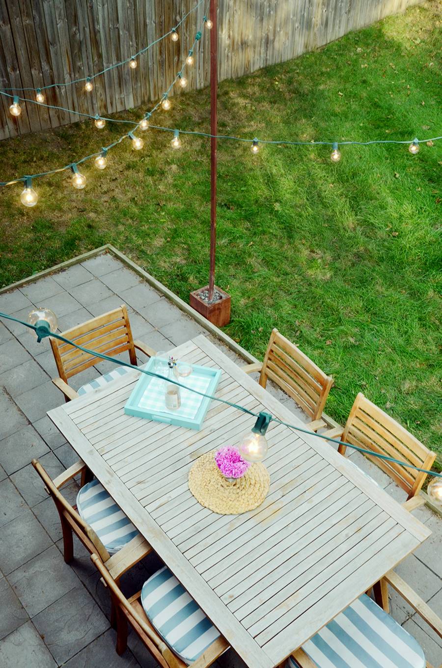 DIY Bistro Light Posts For Your Patio