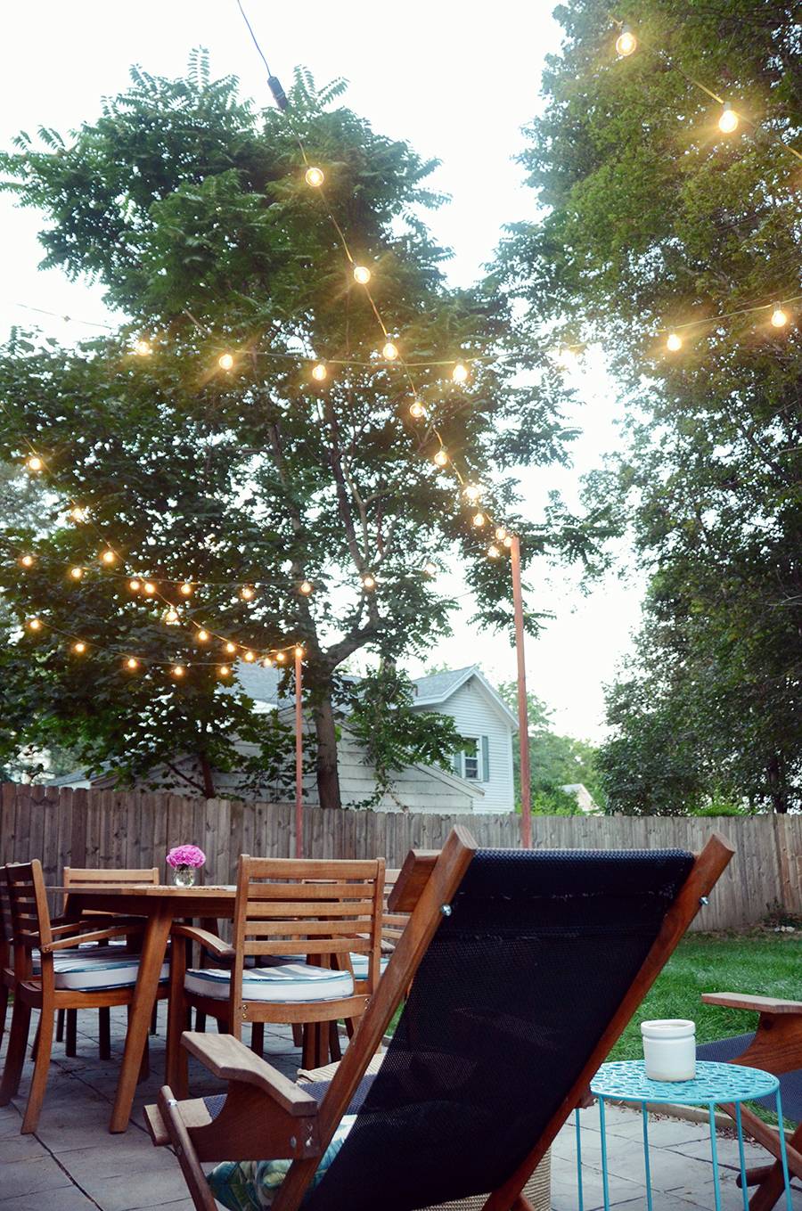 DIY Bistro Light Posts For Your Patio