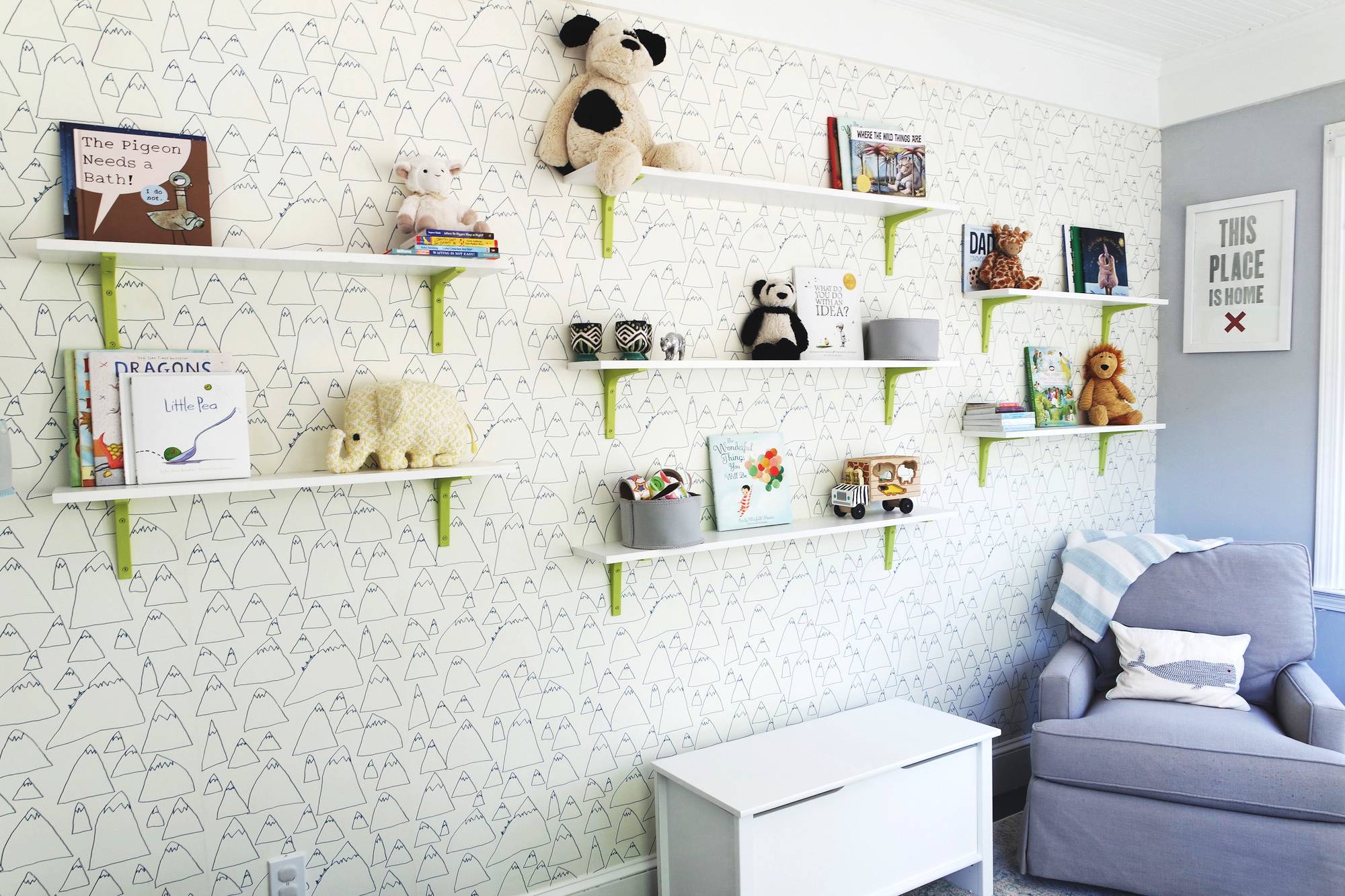 Playroom reveal - mixing bright greens with calming blues, this space is perfect for a growing family.