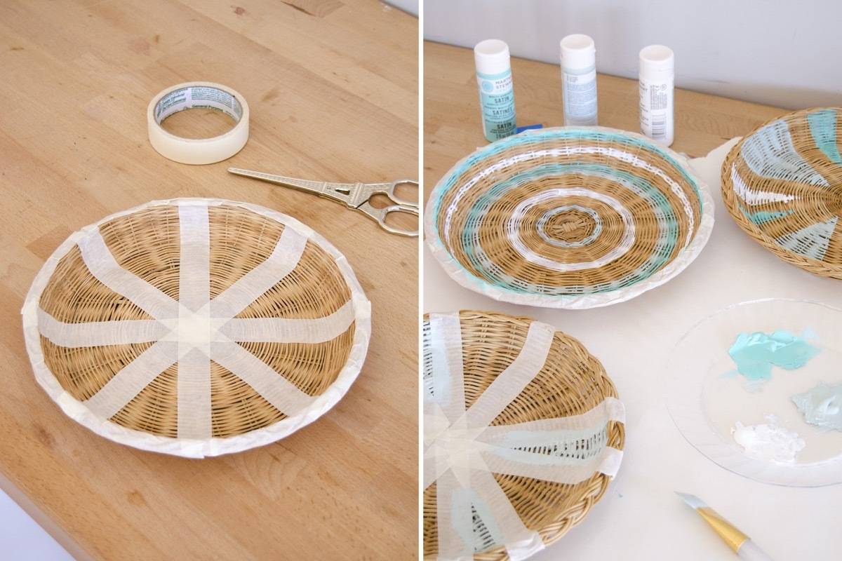 Turn baskets into inexpensive wall art with paint